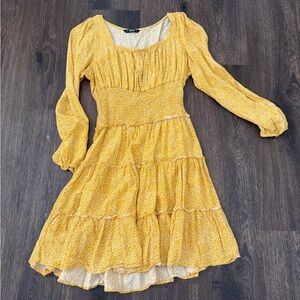 $Clearance Sale$ SHEIN Yellow Floral Long Sleeve Dress